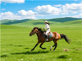 绿色草原策马奔驰的美女图片